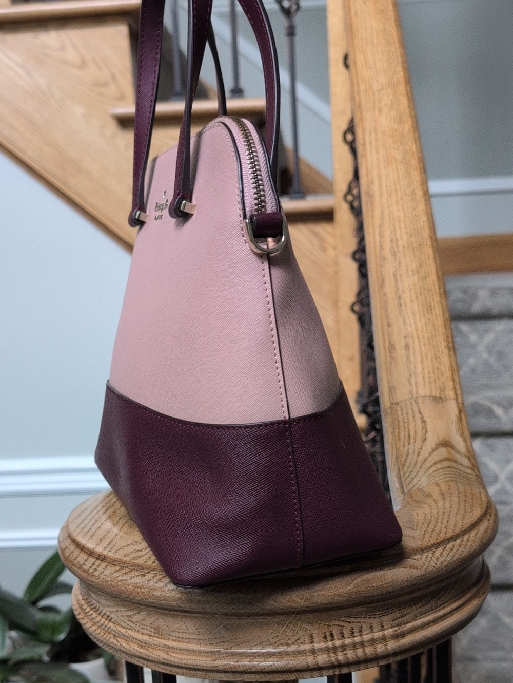 Kate Spade Two-Tone Pink & Plum Dome Satchel - Picture 3 of 9